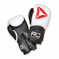 Reebok Combat Leder-Boxhandschuhe, Weiß/Schwarz