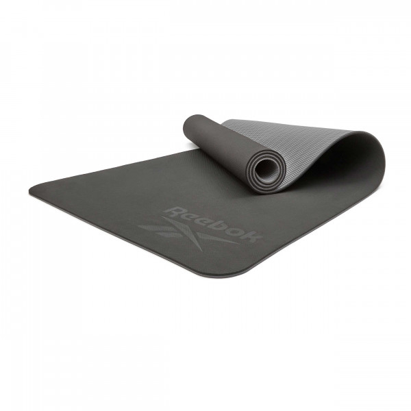 Reebok Yogamatte, 6mm, doppelseitig, Schwarz/Grau